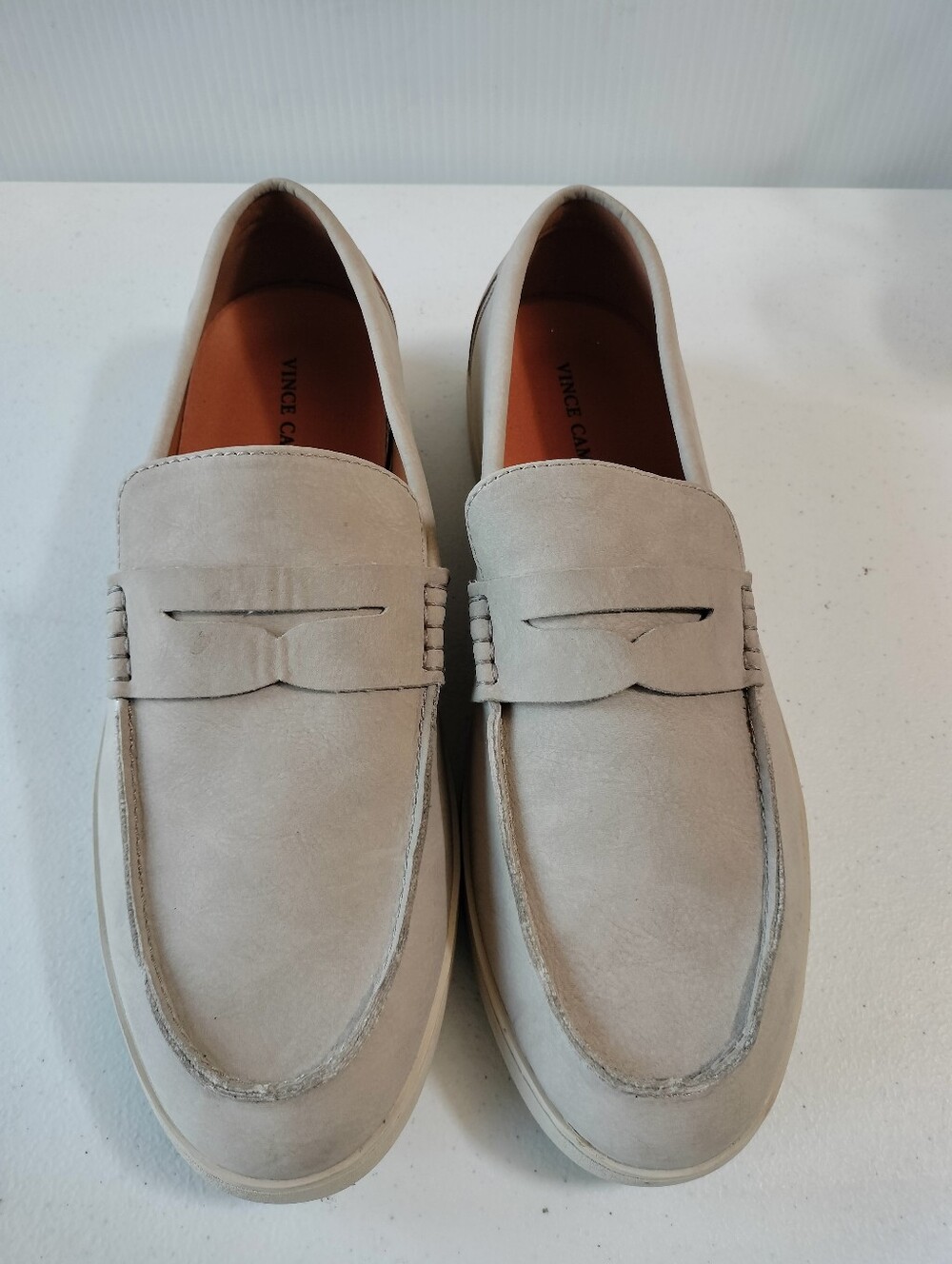 Vince Camuto Faelon Mens Beige Faux Suede Penny Loafers 13 Preppy Comfort Travel